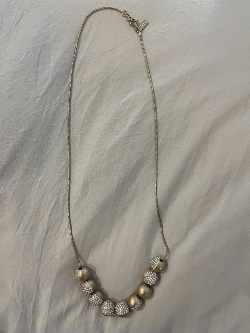 Madewell 1937 Gold-Tone Beaded Necklace with Crystal Pavé Accents